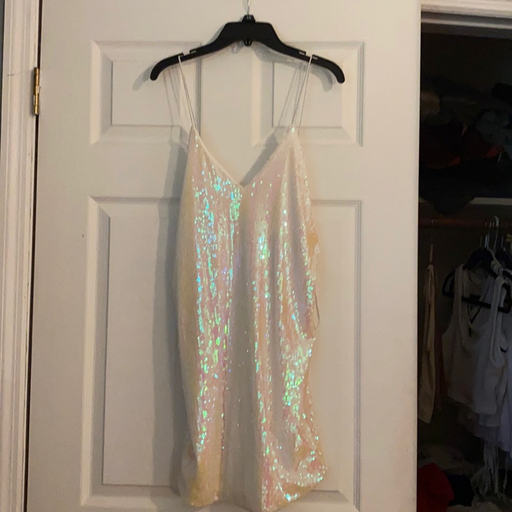 White fox sequin dress
